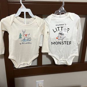 New 3-6M Holiday Long Sleeve Onesies Baby Gap Halloween/Finn & Emma Christmas